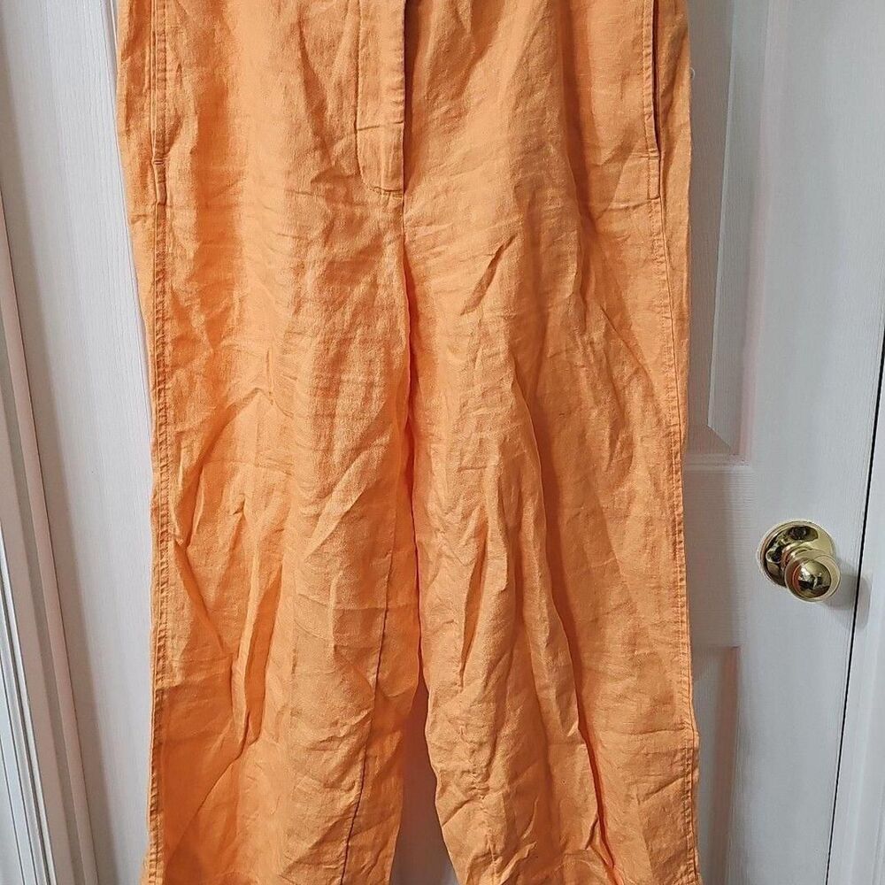 J. Jill Love Linen Orange Wide Leg Cropped Pants Size S